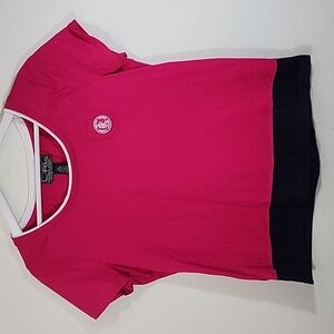 LRL Lauren Active Ralph Lauren pink, white and dark blue active shirt size L